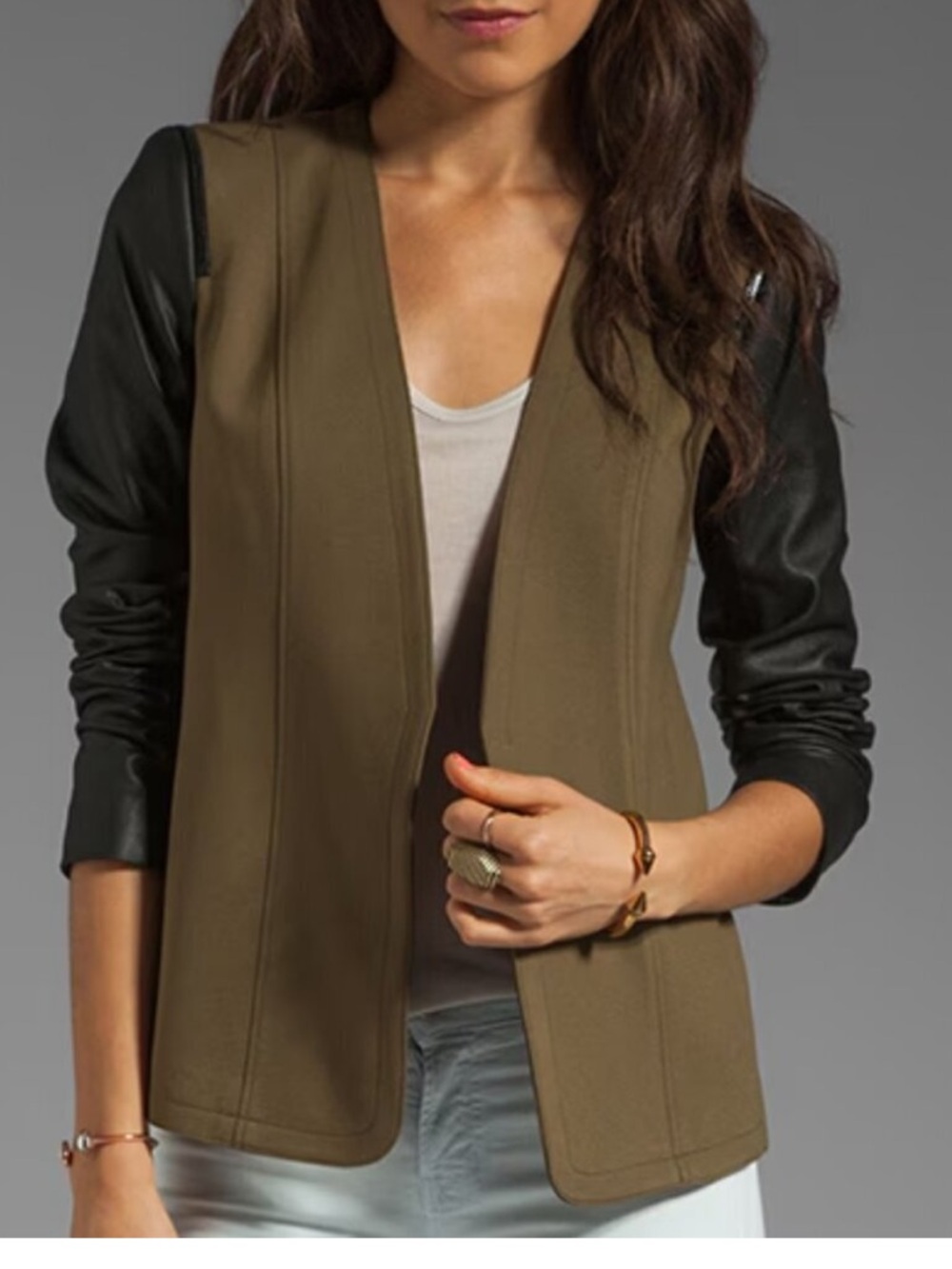 Theory Pryor Yaisa Ponti Blazer Jacket in Olive Green and Black Size Petite  XS